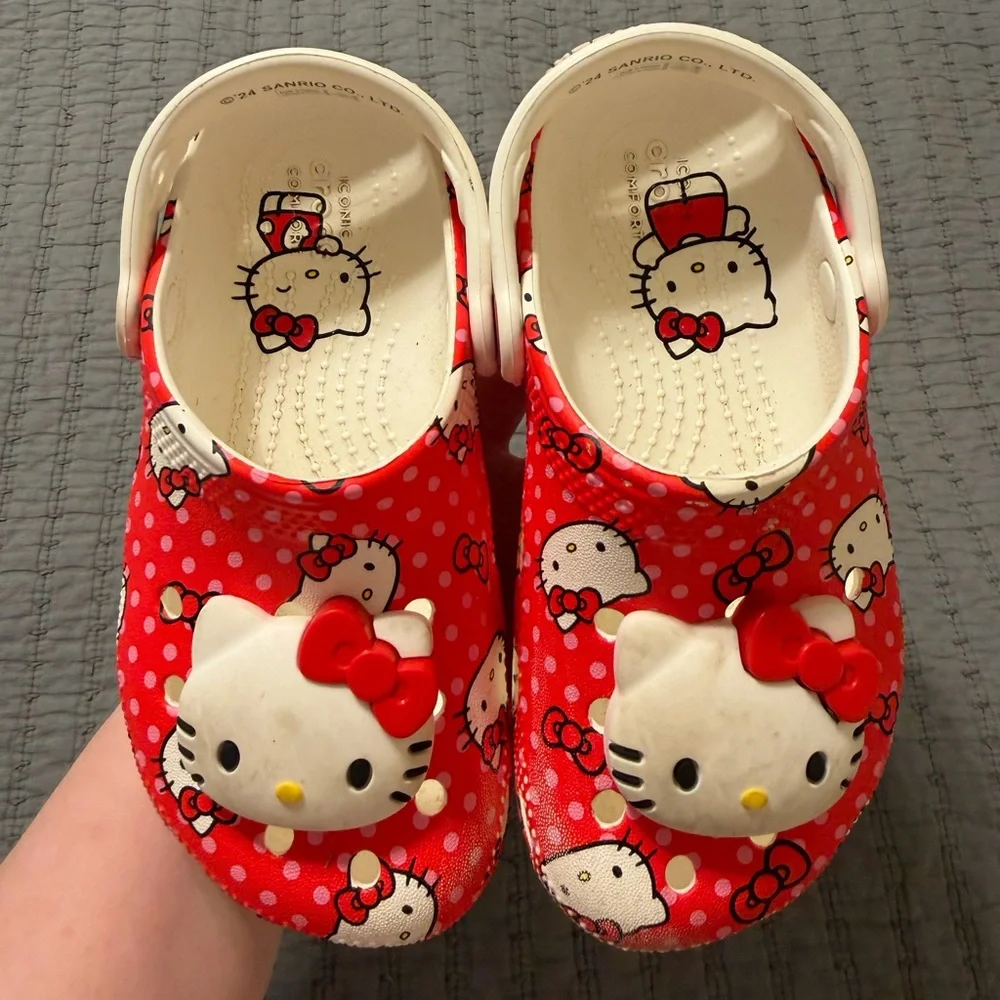 CROCS Kids Red Hello Kitty Print Clogs